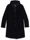 Eleventy Navy Blue Panelled Mid-length Wool Coat In Blue