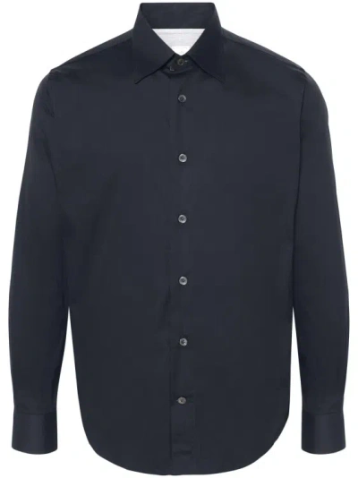 Eleventy Pointed-collar Shirt In Blue