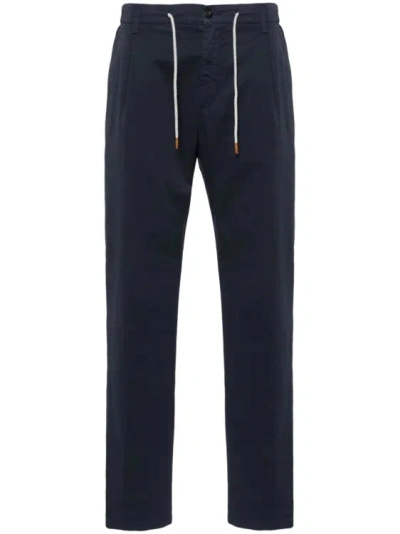 ELEVENTY NAVY BLUE TAPERED CHINO PANTS