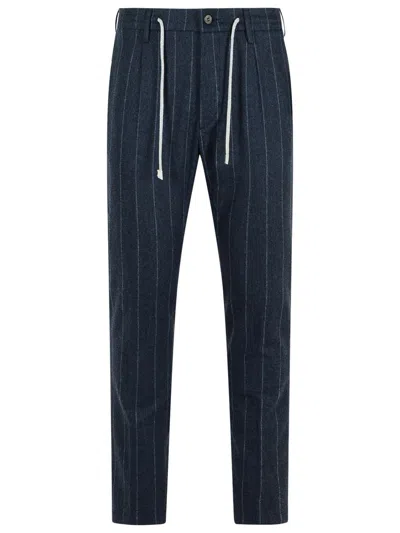 Eleventy Navy Wool And Cashmere Trousers Men In Black