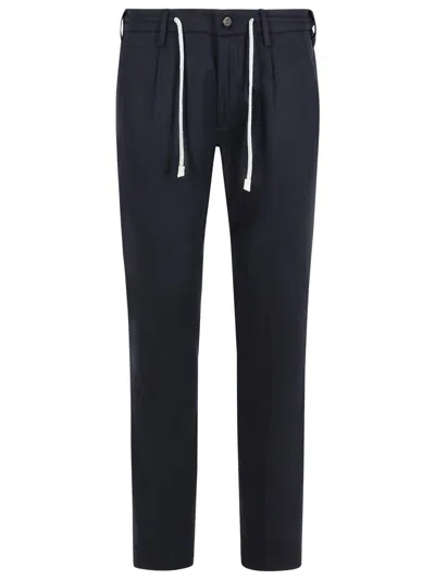 Eleventy Navy Wool And Cashmere Trousers Men In Multi