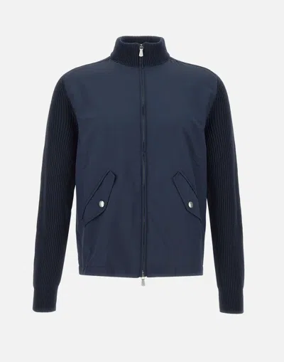 Eleventy Navy Wool Cotton Blend Jacket