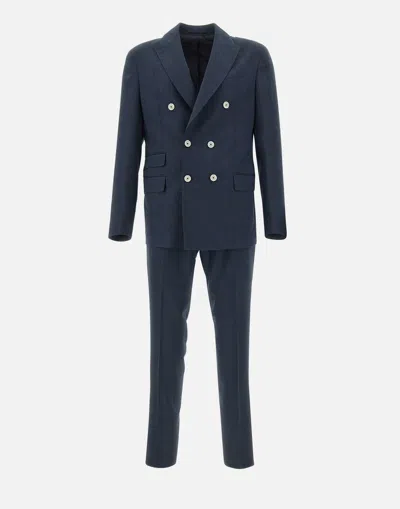 ELEVENTY ELEVENTY NAVY WOOL SILK SUIT
