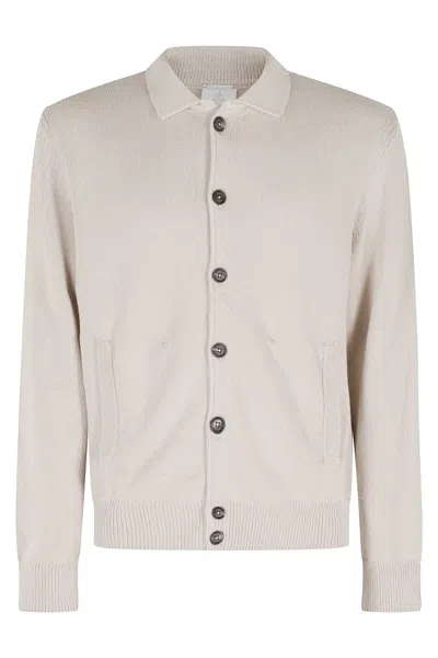 Eleventy Neutral Front-button Cotton-blend Cardigan In Gray