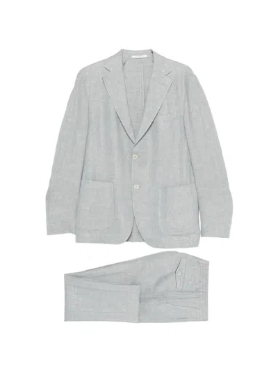 Eleventy Notched-lapel Single-breasted Suit In Blue
