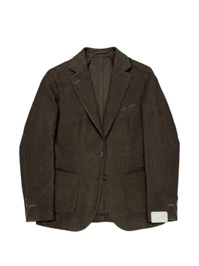 Eleventy Notched-lapel Single-breasted Blazer In Brown