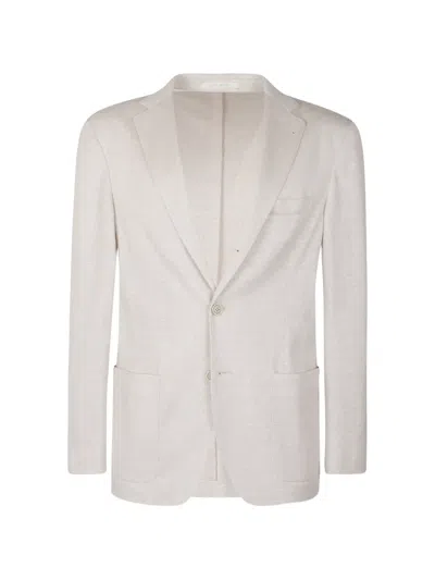 Eleventy Notched-lapels Single-breasted Blazer In Neutral