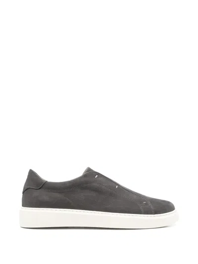 Eleventy Nubuck-leather Slip-on Sneakers In Gray