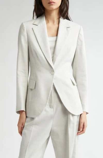 Eleventy One-button Linen & Wool Blazer In Light Melange Grey