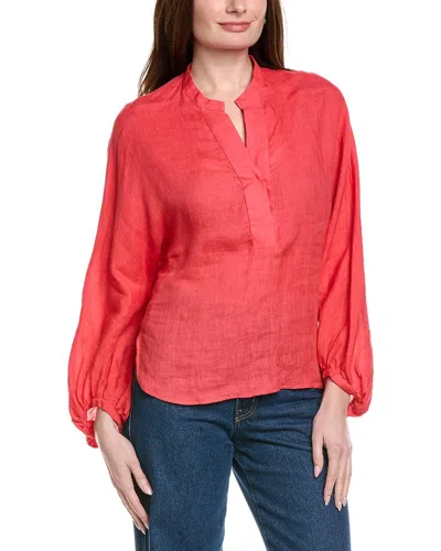 Eleventy Open Collar Linen Shirt In Multi