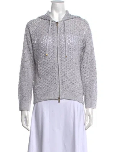 Pre-owned Eleventy Open Front Sweater In White
