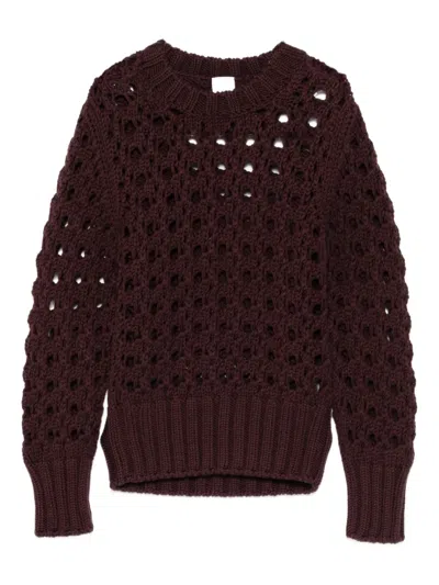 Eleventy Open-knit Crew-neck Sweater In Purple