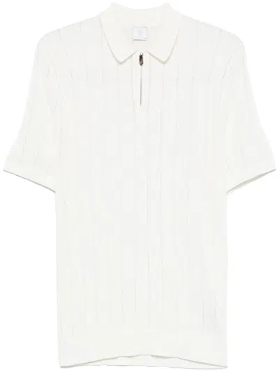 Eleventy Open-knit Polo Shirt In White