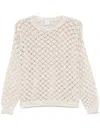 Eleventy Open-knit Sweater In Nude