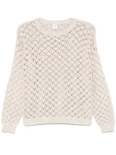 Eleventy Open-knit Sweater In Beige