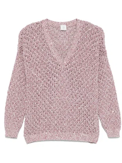 Eleventy Open-knit Sweater In Pink