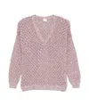 Eleventy Open-knit Sweater In Pink