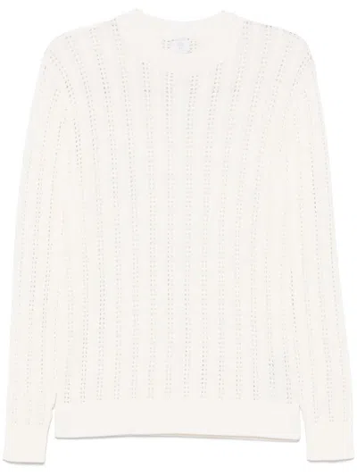 Eleventy Open-knit Sweater In White