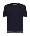 Eleventy Blue Knit T Shirt With Contrasting Details In Black