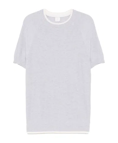 Eleventy Open-necked Black Shirt In White
