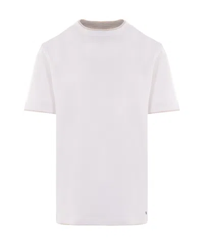Eleventy Open-necked Black Shirt In White