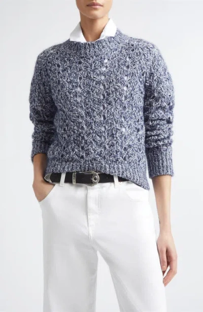 Eleventy Open Stitch Wool Blend Sweater In Blue