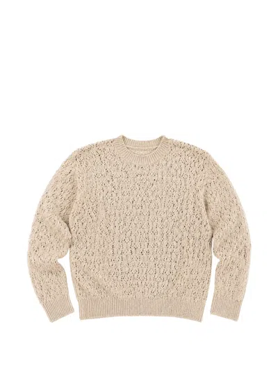 Eleventy Open-knit Crew-neck Sweater In Neutral