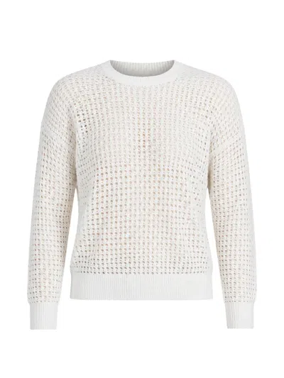 Eleventy Open-knit Crew-neck Sweater In White