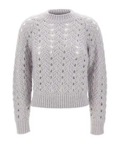 Eleventy Openwork Cable Knit Sweater In Gray