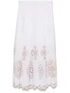 Eleventy Openwork-embroidery Midi Skirt In White