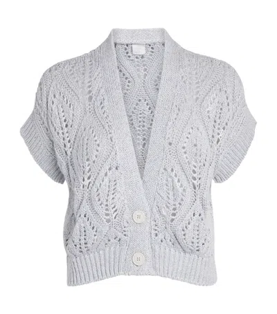 Eleventy Openwork Knit Cardigan In Gray