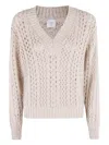 Eleventy Openwork V-neck Sweater In Neutral