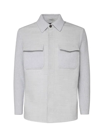 Eleventy Overshirt Jacket In Melange Grey