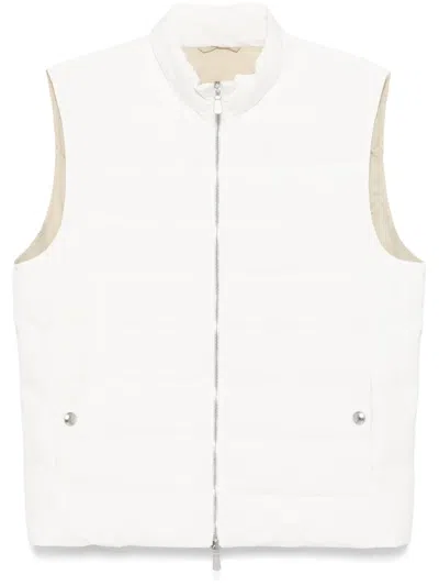 Eleventy Padded Down Vest In White