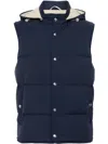 Eleventy Hooded Padded Gilet In Blue