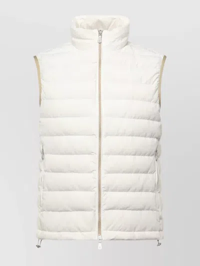 Eleventy Padded Vest With Quilted Texture And Zip In Beige