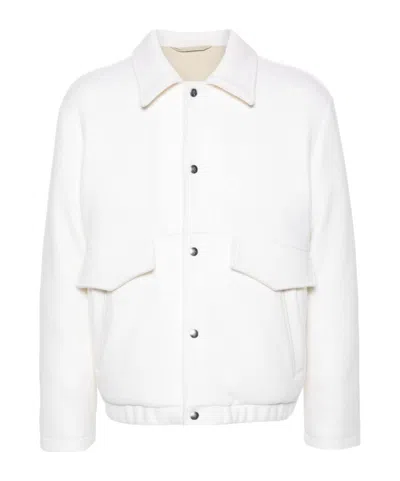 Eleventy Padded Wool Blend Jacket In White