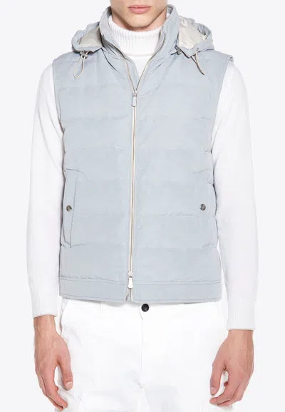Eleventy Padded Zip-up Vest In Blue
