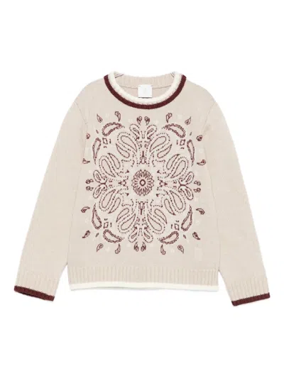 ELEVENTY PAISLEY-PATTERN ROUND-NECK SWEATER