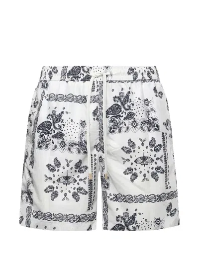 Eleventy Paisley-pattern Swim Shorts In White