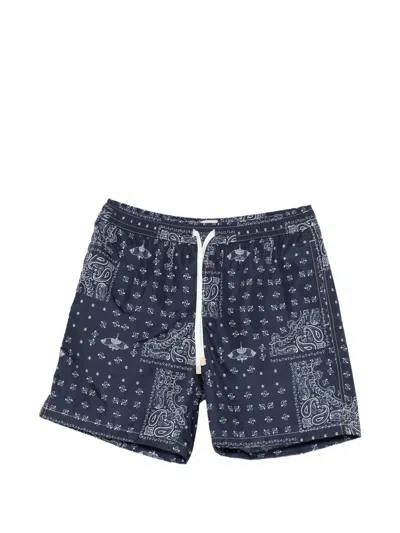 Eleventy Paisley-print Swim Shorts In Blue