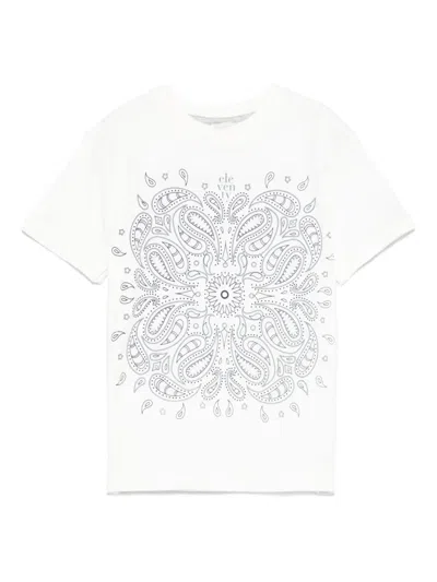 Eleventy Kids' Paisley-print T-shirt In White
