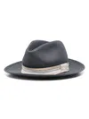 Eleventy Panama Fedora Hat In Blue