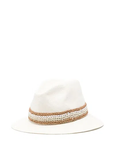 Eleventy Panama Fedora Hat In White