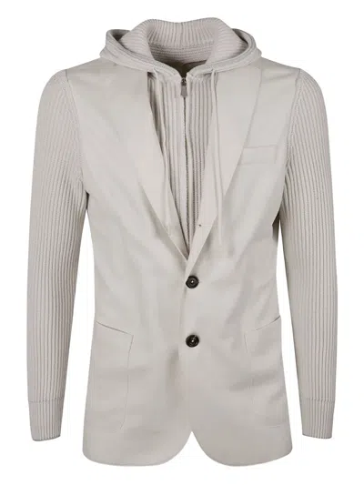 Eleventy Panelled Hooded Jacket In Gray