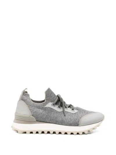 Eleventy Panelled Lace-up Sneakers In Animal Print