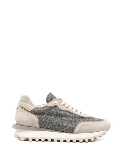 Eleventy Panelled Lace-up Sneakers In Gray
