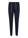 Eleventy Drawstring Waist Tapered Leg Trousers With Back Pockets In Blue