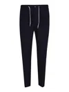 Eleventy Drawstring Waist Tapered Leg Trousers With Back Pockets In Blue