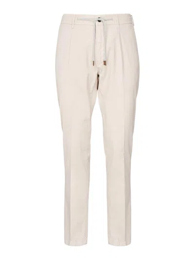Eleventy Straight Trousers With Drawstring In Beige